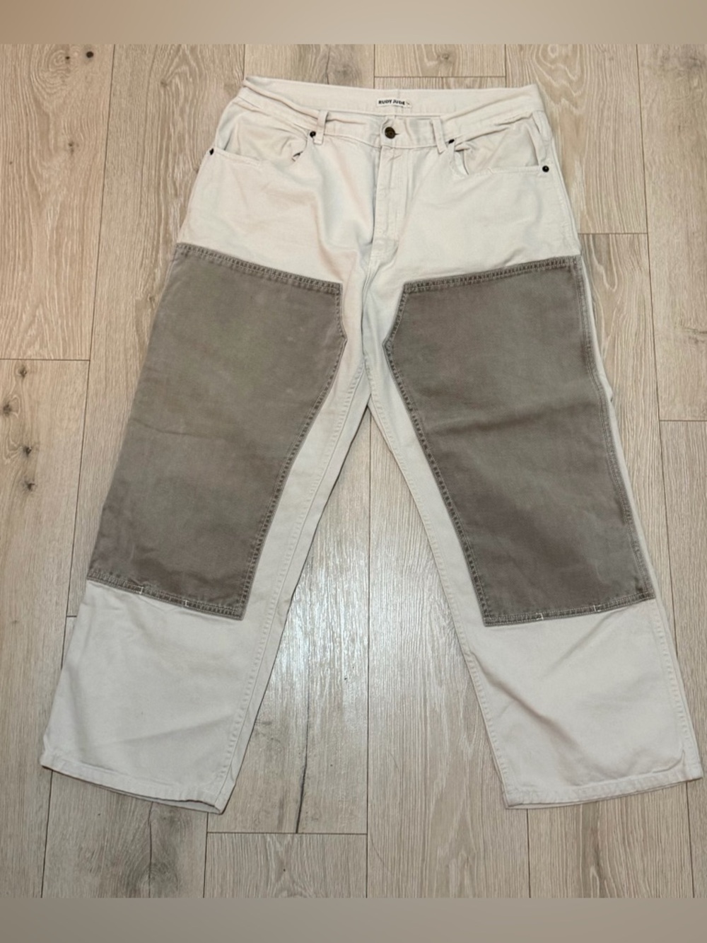 Rudy Jude Cream and Gray Utility Jeans